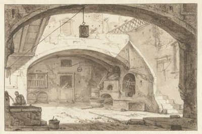 Cour intérieure italienne avec une boulangerie - Thomas Wijck
