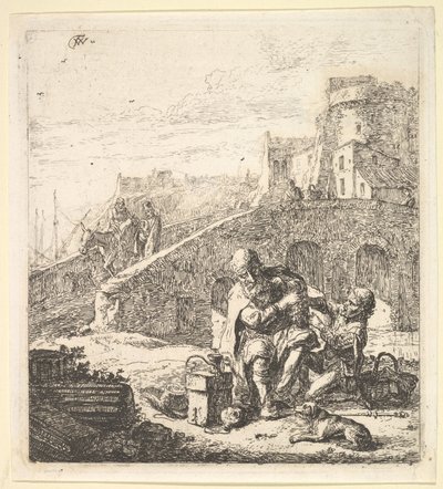 Lazarillo volant des raisins au pauvre mendiant aveugle, 17ème siècle - Thomas Wijck