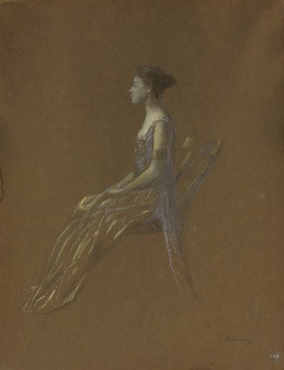 Dame assise en robe jaune - Thomas Wilmer Dewing