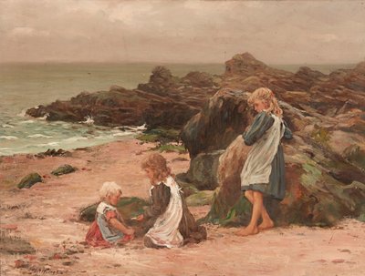 Enfants sur une plage rocheuse - Thomas Wilson