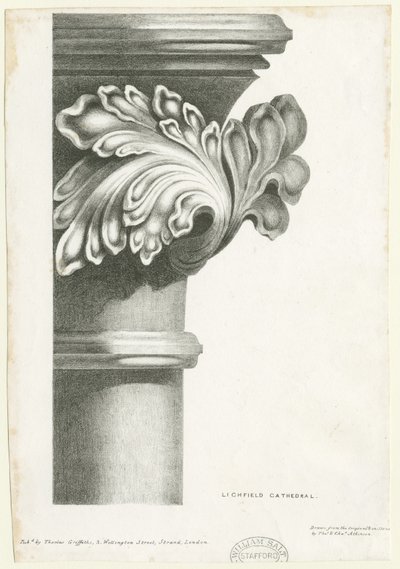 Intérieur de la cathédrale de Lichfield - Feuillage sculpté - Thomas Witlam Atkinson