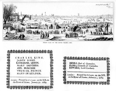 Foire sur la glace de la Tamise et spécimens d