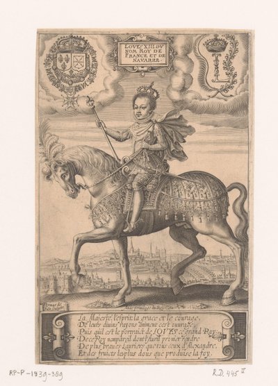 Portrait de Louis XIII à cheval, avec vue sur Paris en arrière-plan - Thomas de Leu