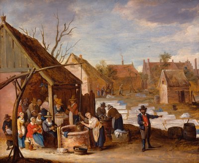 Paysans au travail sur un terrain de blanchiment - Thomas van Apshoven