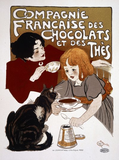 Publicité pour la «Compagnie française des chocolats et des thés», par Steinlen, début 20ème siècle - Théophile Alexandre Steinlen