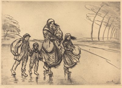 Sous la pluie: La mère et les enfants, 1915 - Théophile Alexandre Steinlen