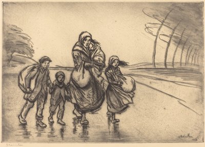 Sous la pluie: La mère et les enfants, 1915 - Théophile Alexandre Steinlen