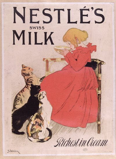 Affiche publicitaire pour le lait suisse Nestlé, fin du XIXe siècle - Théophile Alexandre Steinlen