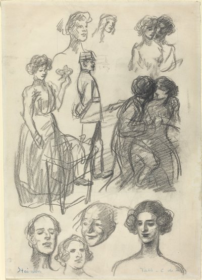 Esquisses pour les amoureux sur un banc - Théophile Alexandre Steinlen