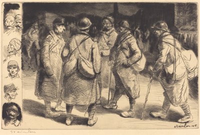 Soldats en permission - Scène de nuit Permissionnaires - Effet de nuit, 1916 - Théophile Alexandre Steinlen