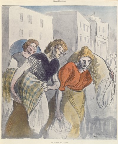 Les Lavandières revenant de la buanderie, fin du 19e siècle - Théophile Alexandre Steinlen