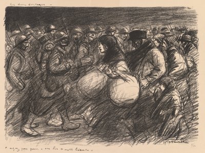 War Sketches: The Two Processions (Croquis de guerre: Les deux cortèges – “Ayez pas peur - on les a - et bien!”) - Théophile Alexandre Steinlen