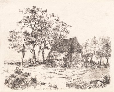 Une maison au toit de chaume parmi les arbres - Thorald Læssøe