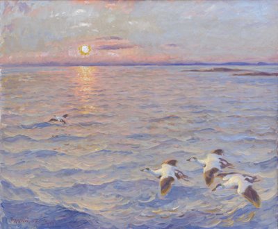 Coucher de soleil sur la mer de Norvège - Thorolf Holmboe