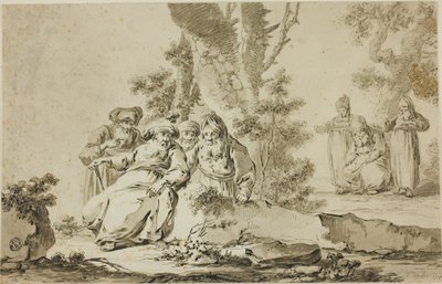 Figures en costume oriental dans un paysage - Tiberius Dominikus Wocher