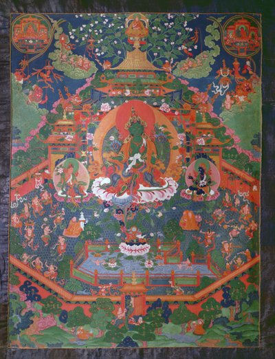 Thangka représentant Tara Verte - Tibetan School