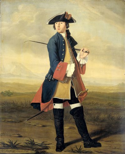 Portrait de Ludolf Backhuysen II, peintre, en uniforme des dragons - Tibout Regters
