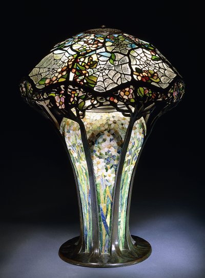Lampe de table en verre plombé "Cobweb" par Tiffany Studios, vers 1906 - Tiffany Studios