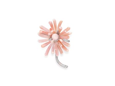 Broche (perle de conque, coquille de conque, diamants et platine) - Tiffany and Company