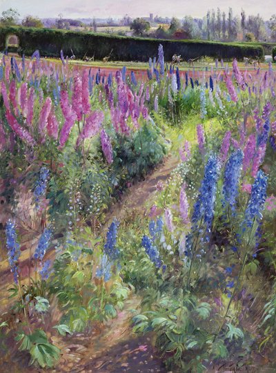 Delphiniums et Hoers, 1991 - Timothy Easton