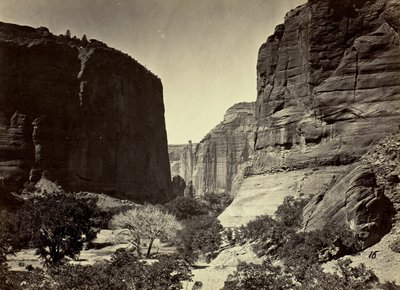 Tête du Cañon de Chelle, en regardant vers le bas. Murs d