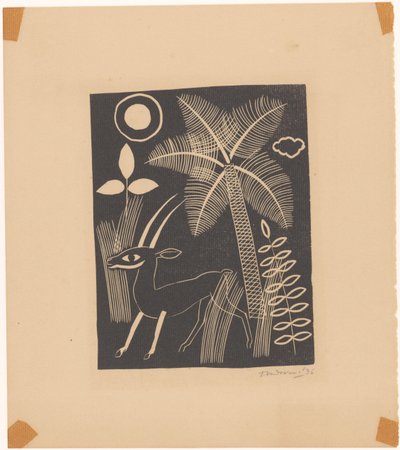Cerf avec palmier - Tinus van Doorn (signed by artist)