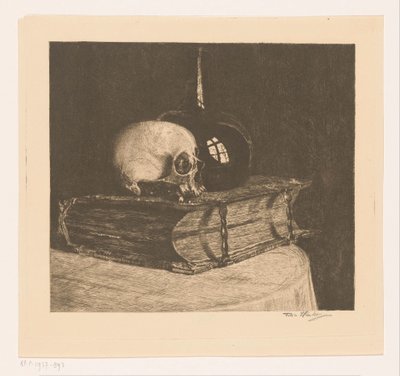 Nature morte avec crâne et bible - Titia Heukers (signed by artist)