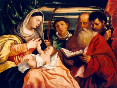 Madone et Enfant avec les Saints Étienne, Jérôme et Maurice - Titian (c.1488 1576) (after)