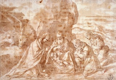 Nativité, dessin - Titian (c.1488 1576)