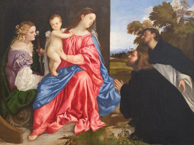 Conversation sacrée, avec les saints Catherine et Dominique et le donateur, vers 1533 - Titian (c.1488 1576)