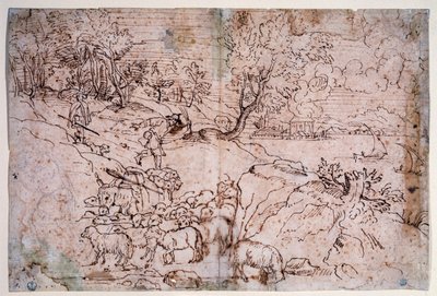 Étude de paysage avec moutons - Titian (c.1488 1576)