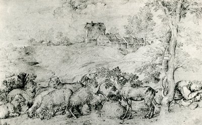 Paysage avec troupeau de moutons, vers 1520 - Tiziano Vecelli