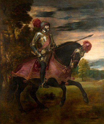 Espagnol :  Carlos V en la batalla de Mühlberg Portrait équestre de Charles Quint - Titian