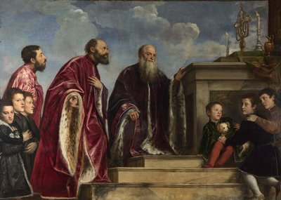 La famille Vendramin vénérant une relique de la Vraie Croix - Tiziano Vecelli