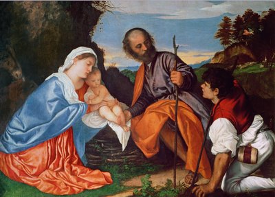 La Sainte Famille et un berger, c.1510 - Tiziano Vecelli