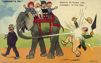 Enfants et leur père au zoo - Tom Browne