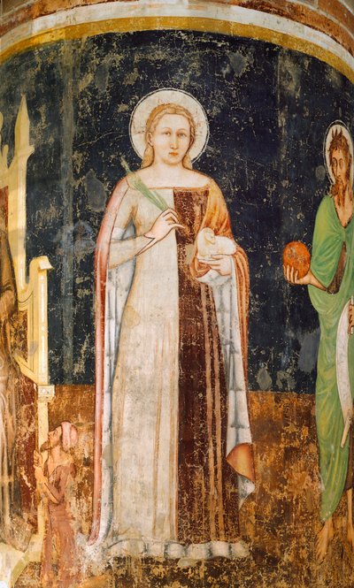 Sainte Agnès, fresque, Église de San Nicolo, Trévise - Tomaso da (late 15th century) Modena