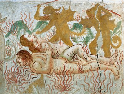 Le Jugement Dernier, Enfer, couple damné en flammes - Tommaso (active 1479 1509) (workshop) Cagnola