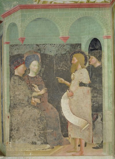 Jean-Baptiste réprimandant Hérode et Hérodiade pour leur adultère, 1435 - Tommaso Masolino da Panicale