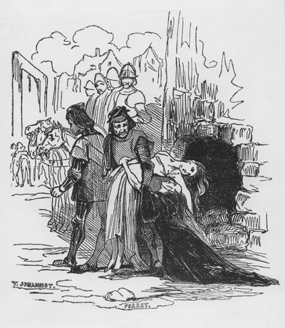 Soldats traînant une prisonnière, illustration de 