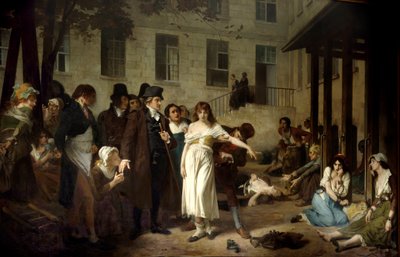 Le docteur Philippe Pinel libérant les aliénés de leurs chaînes en 1795 à l