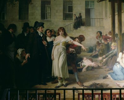 Philippe Pinel (1745-1826) libérant les aliénés de leurs chaînes à l