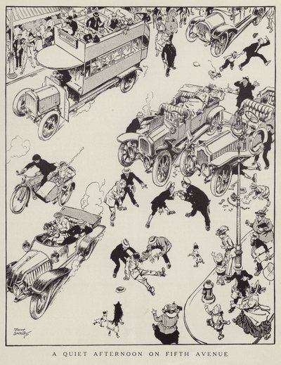 Après-midi tranquille sur la Cinquième Avenue, New York (lithographie) - Tony Sarg
