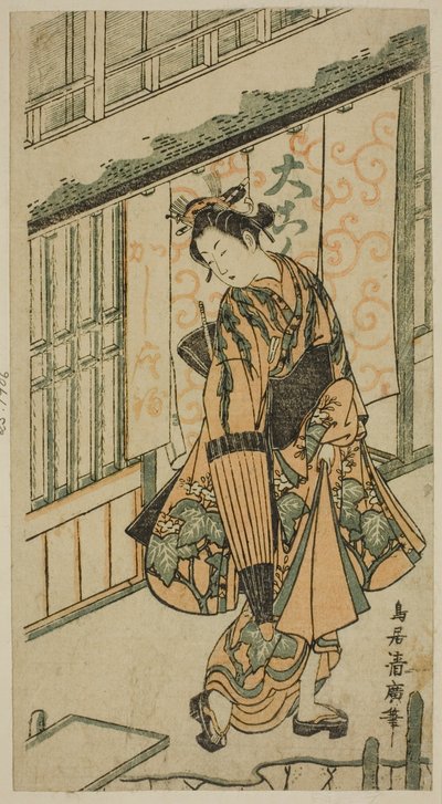 Jeune femme tenant un parapluie - Torii Kiyohiro