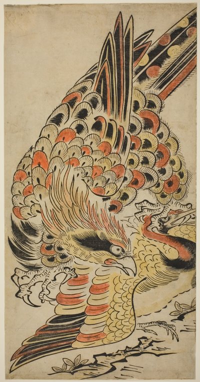 Un faucon capturant une grue en vol, vers 1715 - Torii Kiyomasu I