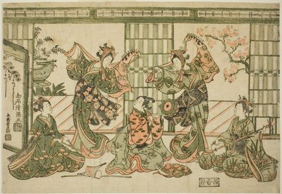 Artistes exécutant la danse du cheval de trait - Torii Kiyomitsu I