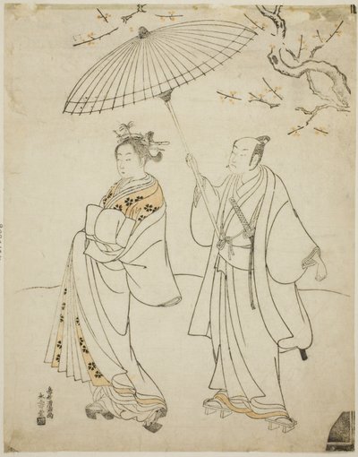 Les acteurs Ichikawa Komazo I (G) et Nakamura Matsue I (D) - Torii Kiyomitsu I