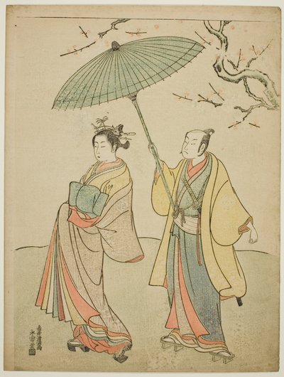 Les acteurs Ichikawa Komazo I (G) et Nakamura Matsue I (D) - Torii Kiyomitsu I