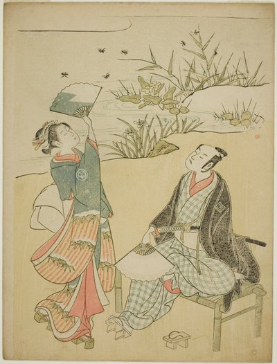 Deux acteurs attrapent des lucioles - Torii Kiyomitsu I
