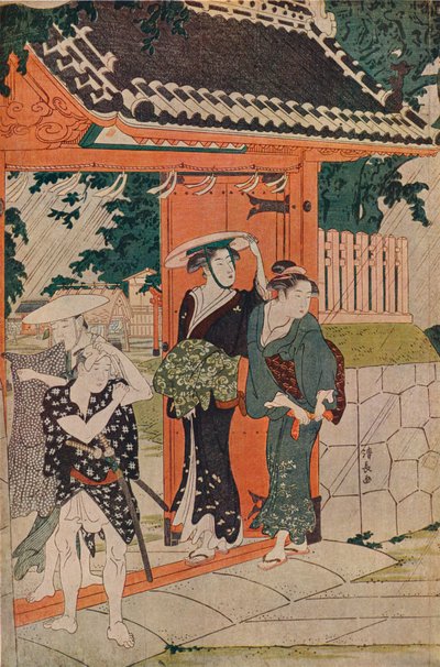 Une averse soudaine au sanctuaire Mimeguri Inari, 1787 - Torii Kiyonaga